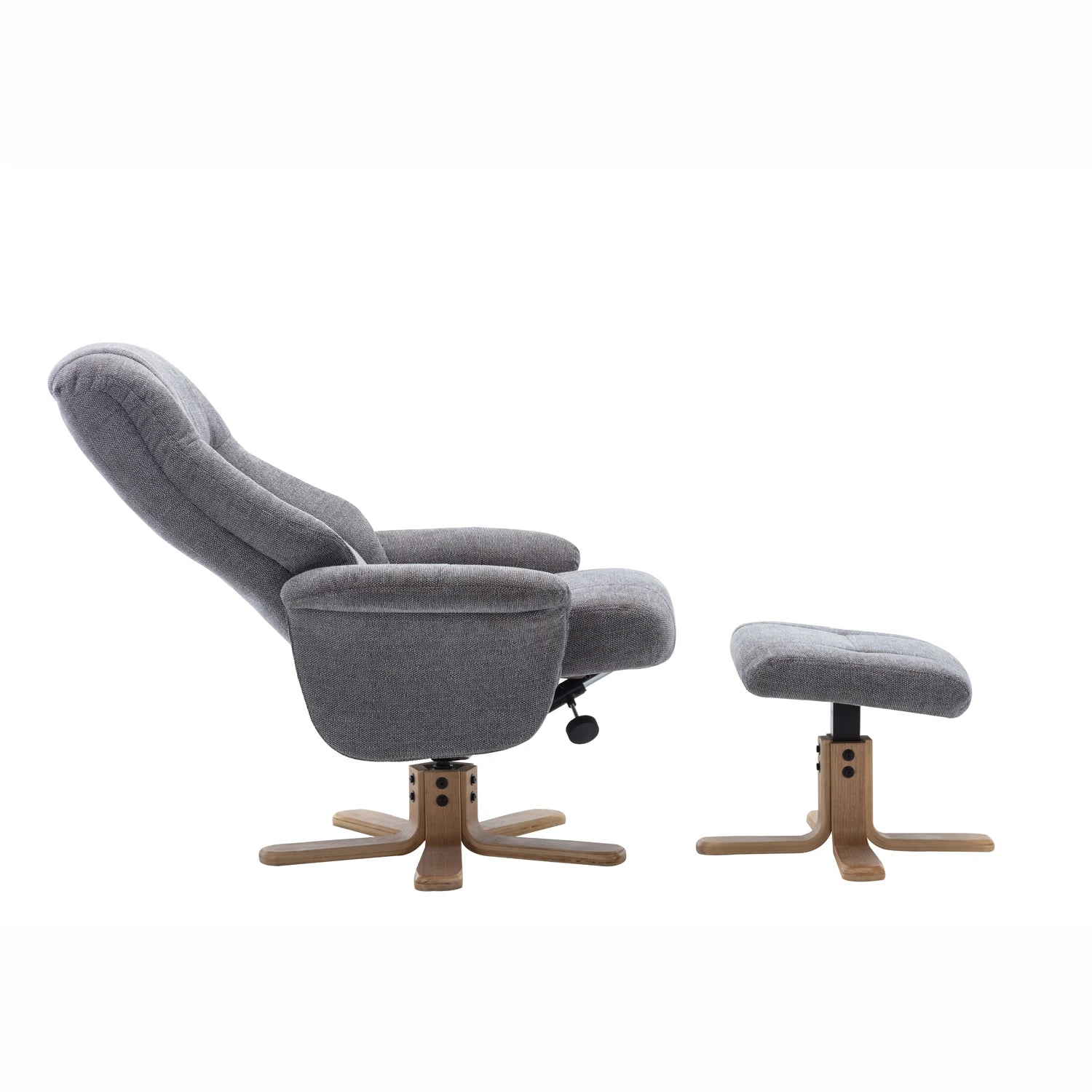Bigelow Fabric Swivel Recliner Chair with Footstool - Pendle Village Furniture