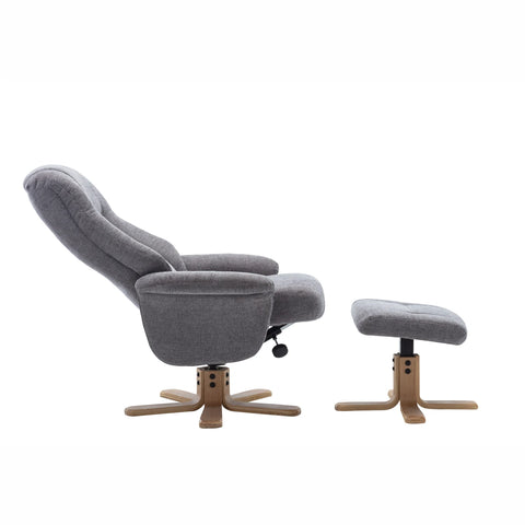 Bigelow Fabric Swivel Recliner Chair with Footstool - Pendle Village Furniture