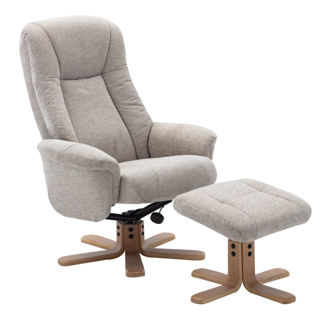 Bigelow Fabric Swivel Recliner Chair with Footstool - Pendle Village Furniture