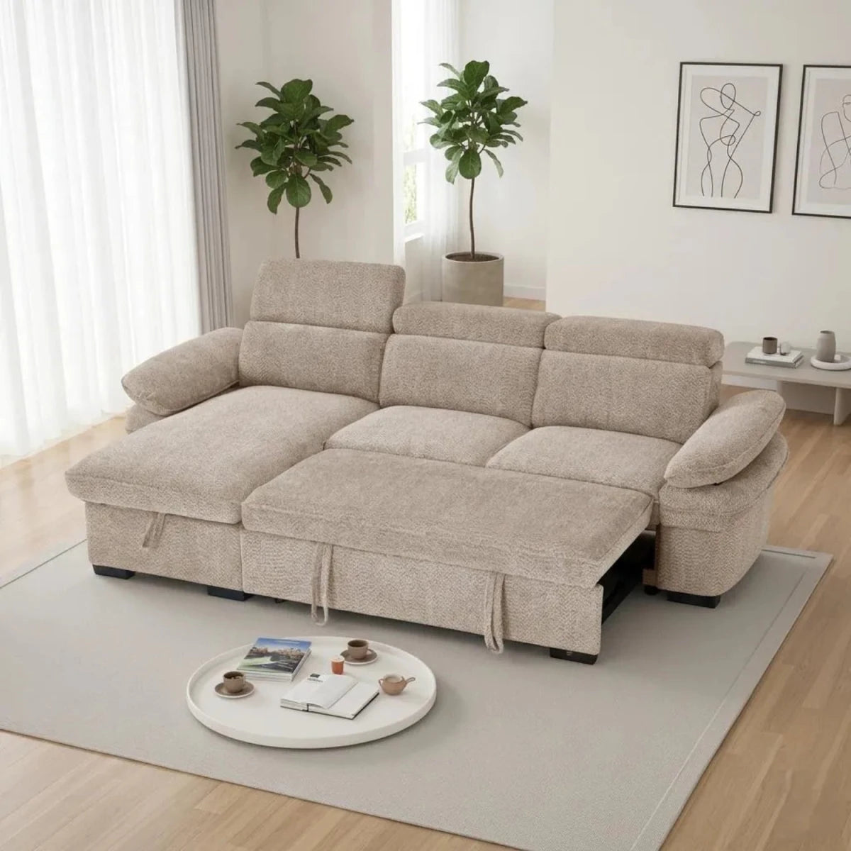 Easy-to-use sofa bed mechanism with spacious sleeping area.