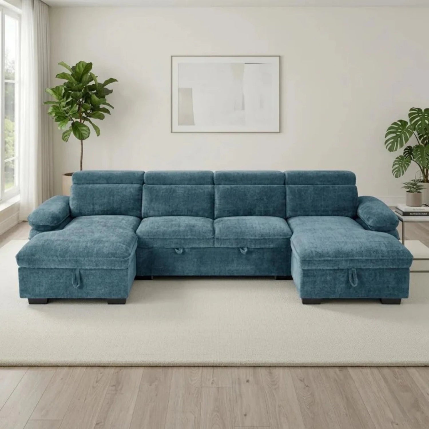 Hayden U shaped corner sofabed with spacious seating and modern design.