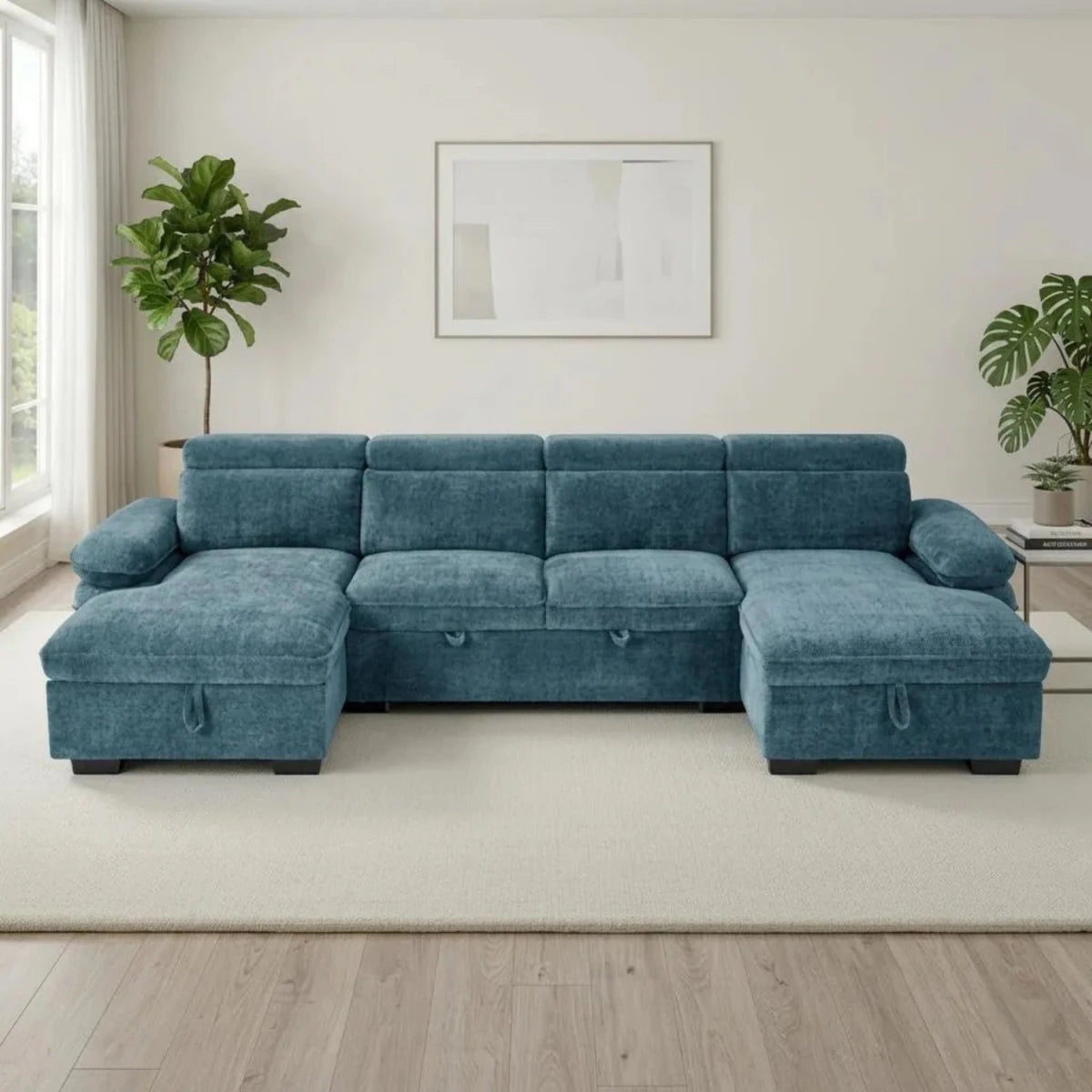 Hayden U shaped corner sofabed with spacious seating and modern design.