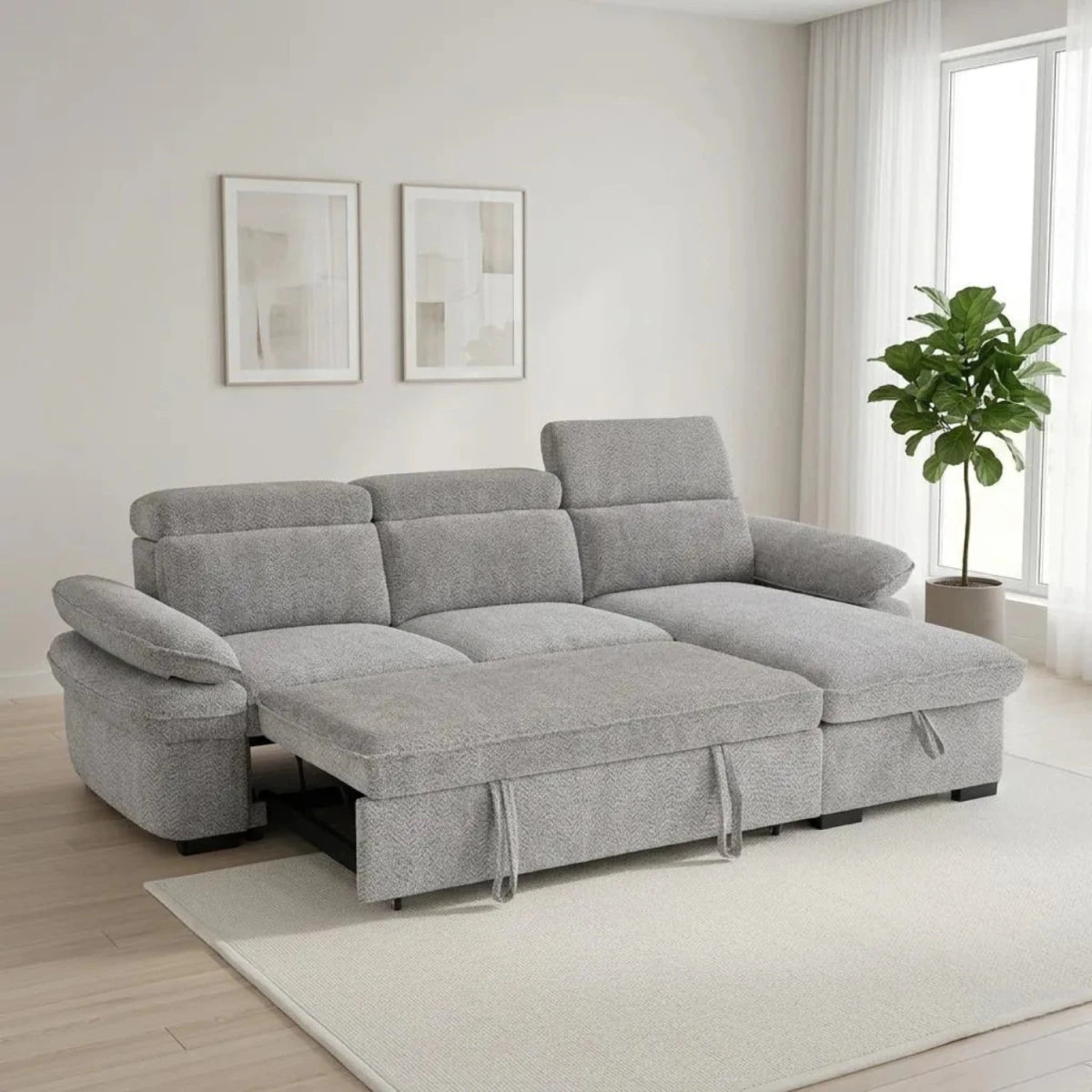 Easy-to-use sofa bed mechanism with spacious sleeping area.
