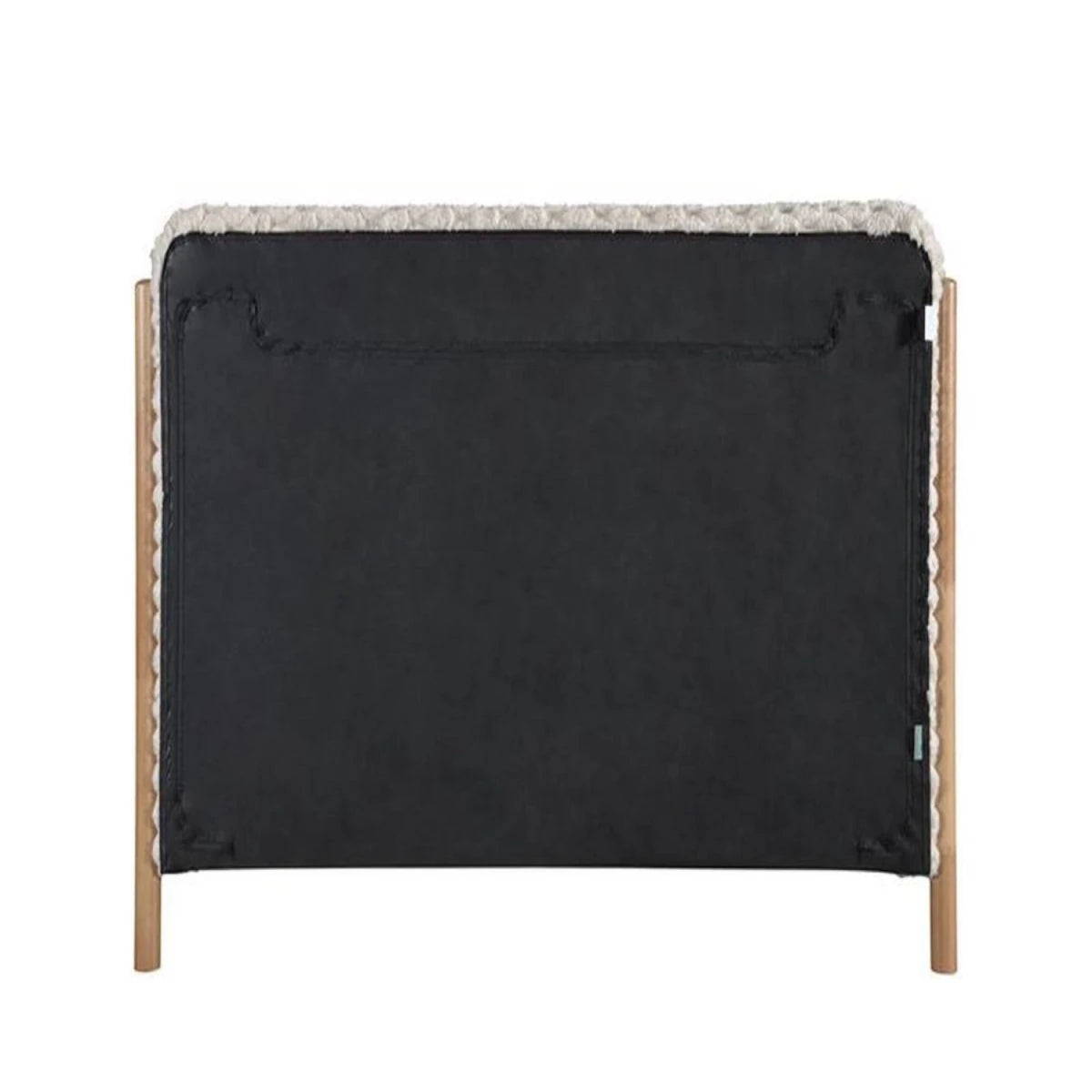 Modern headboard with fluffy faux fur upholstery.