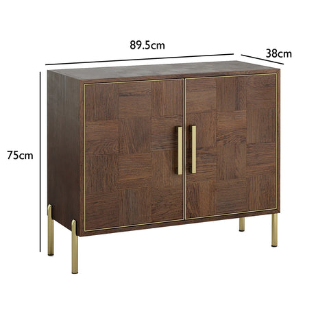 Hemingway Mahogany Oak and Gold 2 Door Sideboard - Pendle Village Furniture