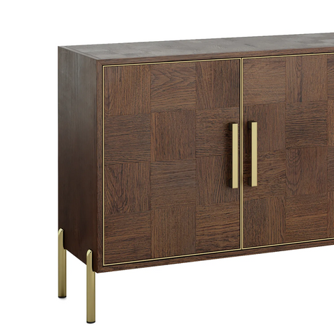 Hemingway Mahogany Oak and Gold 2 Door Sideboard - Pendle Village Furniture