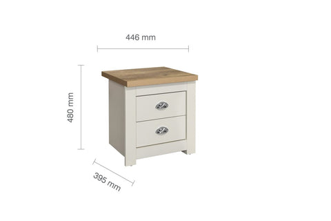 Hillcrest 2 Drawer Bedside Cream & Oak Effect - Pair