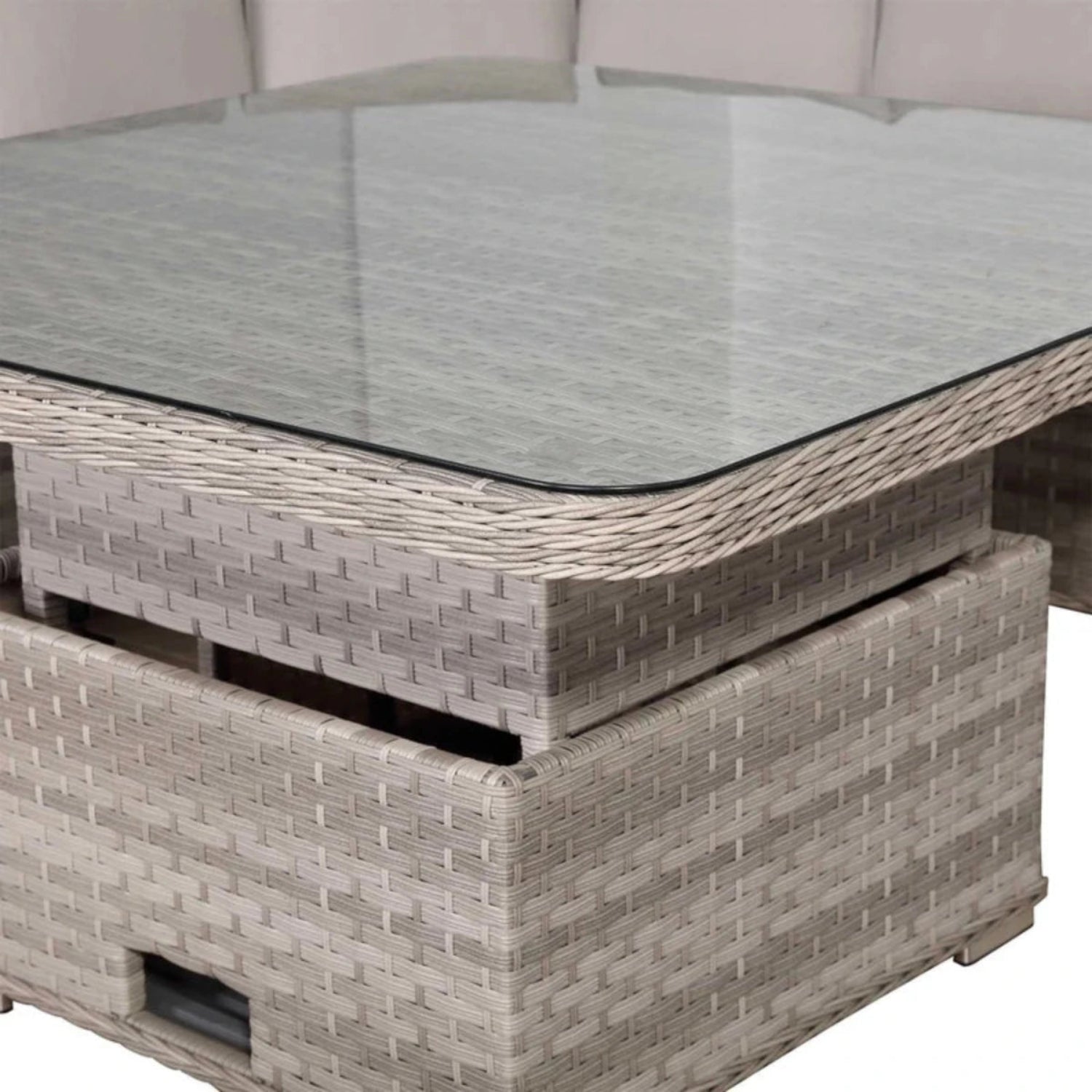 Tempered glass tabletop with smooth and durable finish.