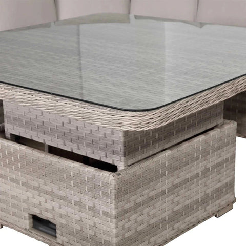 Tempered glass tabletop with smooth and durable finish.