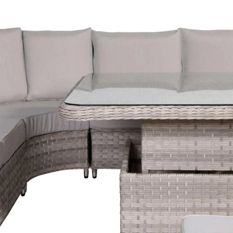 Functional rising table for flexible outdoor living.