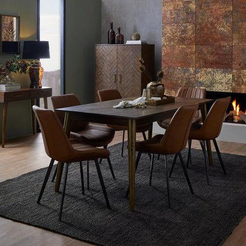 Walker Tan Faux Leather Dining Chairs – Set of 4 - Pendle Village Furniture