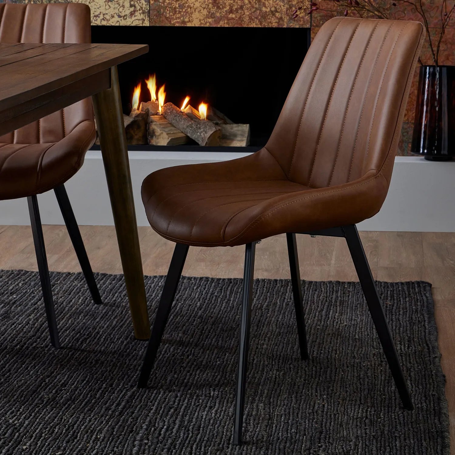 Walker Tan Faux Leather Dining Chairs – Set of 4 - Pendle Village Furniture