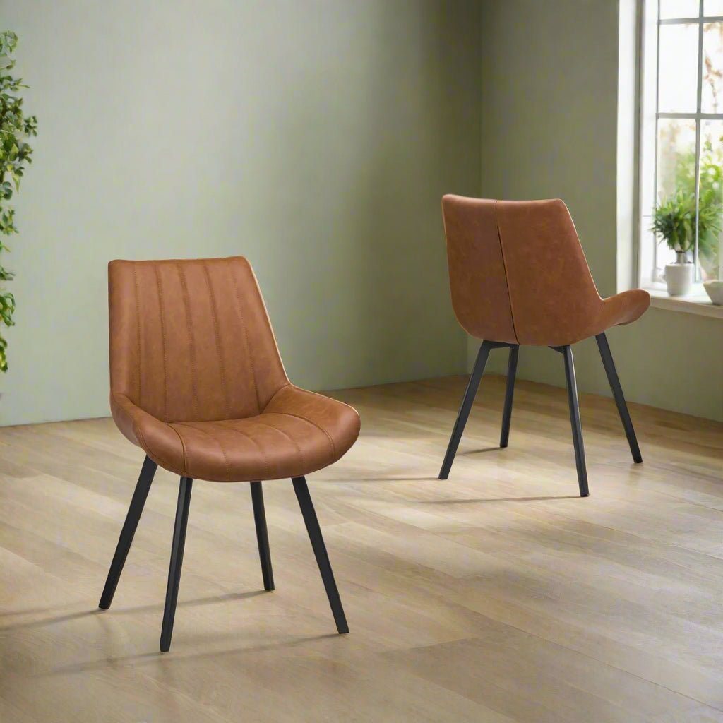 Walker Tan Faux Leather Dining Chairs – Set of 4 - Pendle Village Furniture