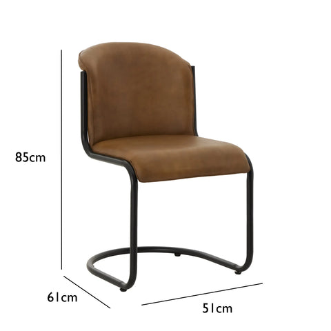Alton Caramel Full - Grain Leather Dining Chair - Set of 2 - Pendle Village Furniture