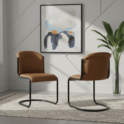 Alton Caramel Full-Grain Leather Dining Chair - Set of 2
