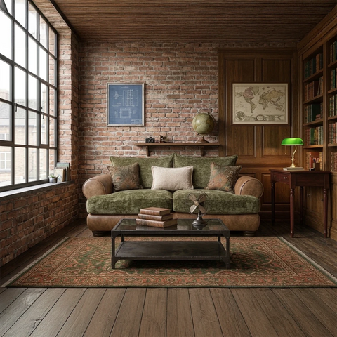 Horatio Mix Faux Leather & Fabric Sofa Collection