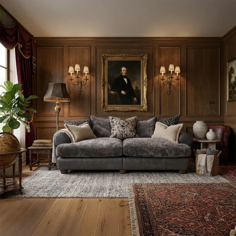 Horatio Mix Faux Leather & Fabric Sofa Collection