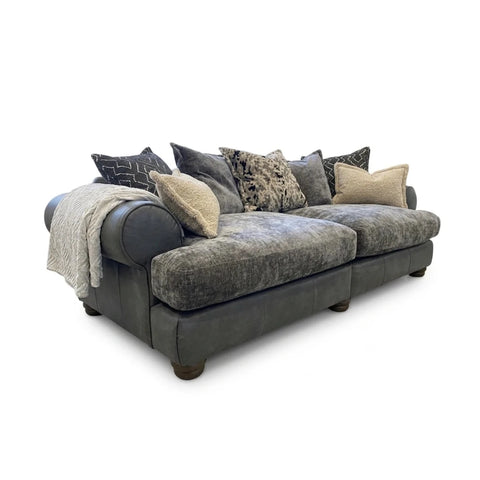 Horatio Mix Faux Leather & Fabric Sofa Collection
