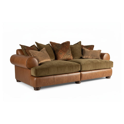 Horatio Sierra Tan Leather & Vancouver Olive Fabric Sofa Collection