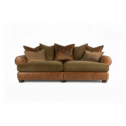 Horatio Sierra Tan Leather & Vancouver Olive Fabric Sofa Collection