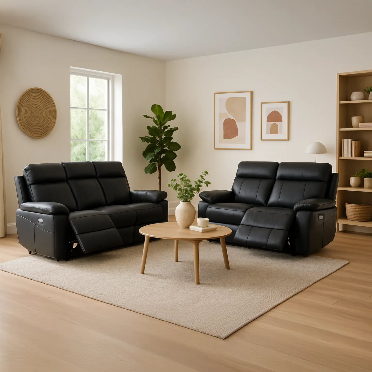 Horizon Electric Reclining Sofa Suite – Dark Grey or Black Leather - Pendle Village Furniture