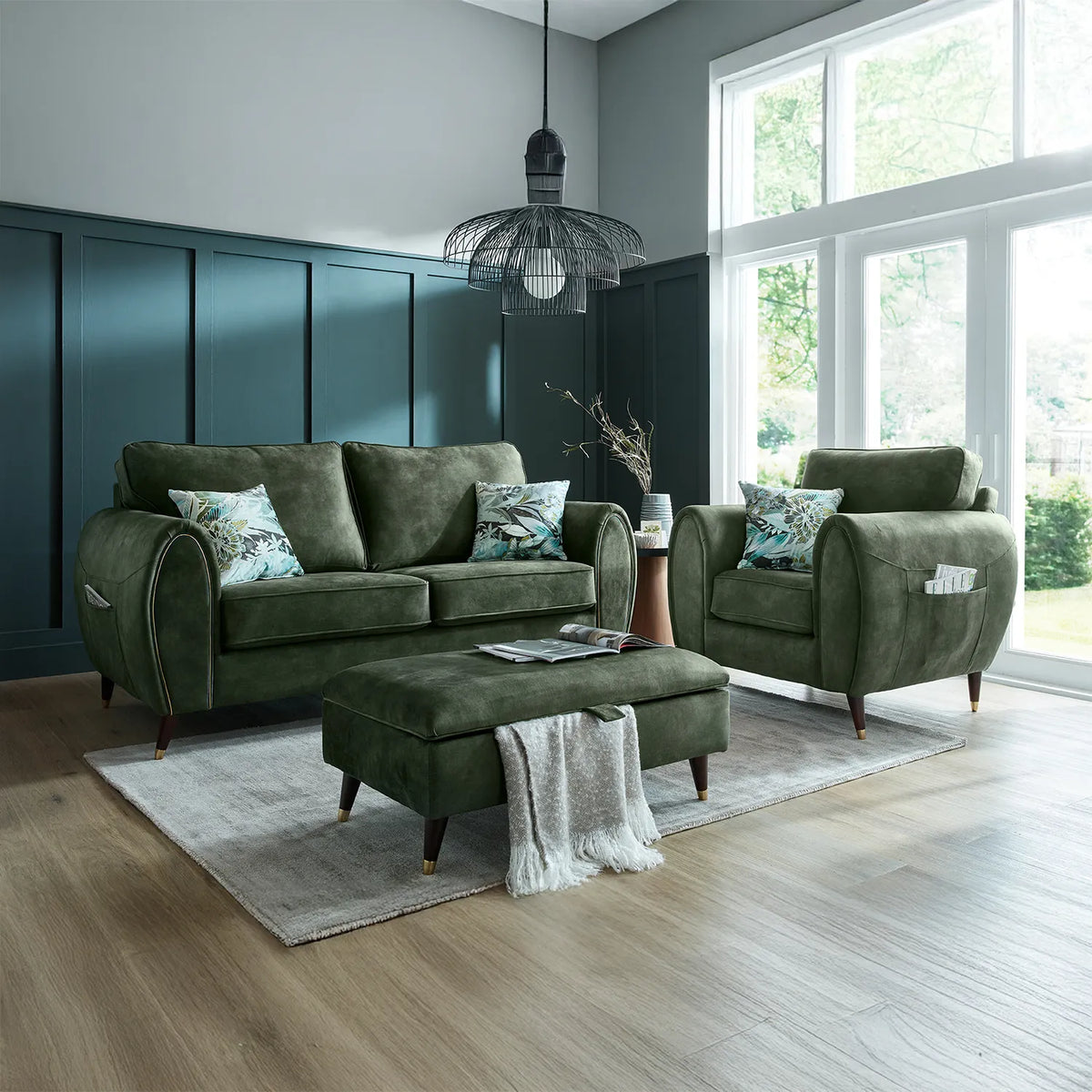 Hourglass Fabric Sofa Collection, Buy as 3 and 2 Seater or 3 Seater with 2 Arm Chairs
