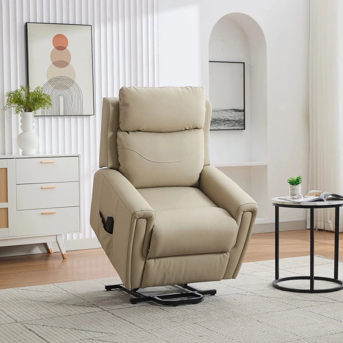 Hudson Dual Motor Leather/Match Riser Recliner Chair with USB Charging