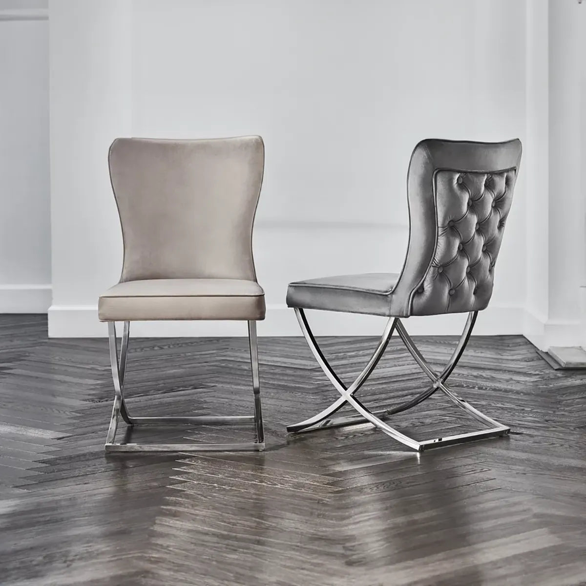Hugo Taupe Plush Velvet Set of 4 Dining Chairs - Pendle Village Furniture