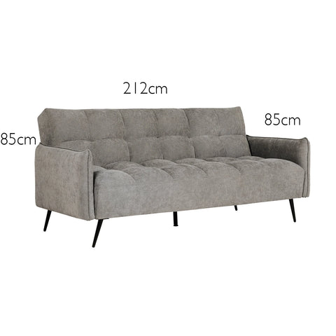 Hull Grey Fabric Click Clack Sofa Bed - Dimensions