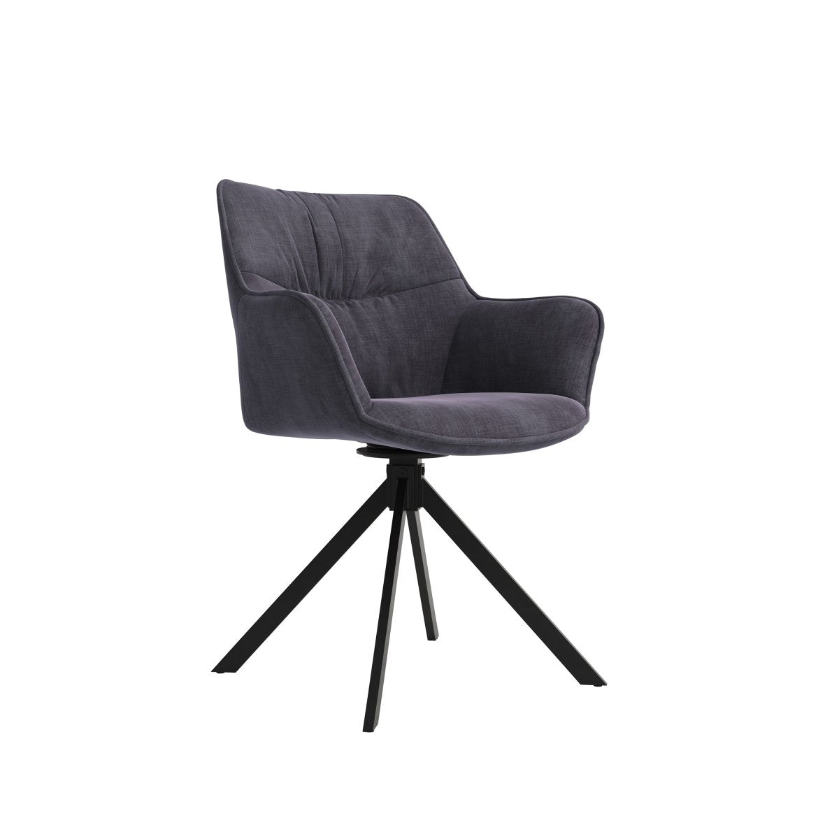 Comic Graphite Dining Chairs with Swivel Mechanism and Black Metal Legs
