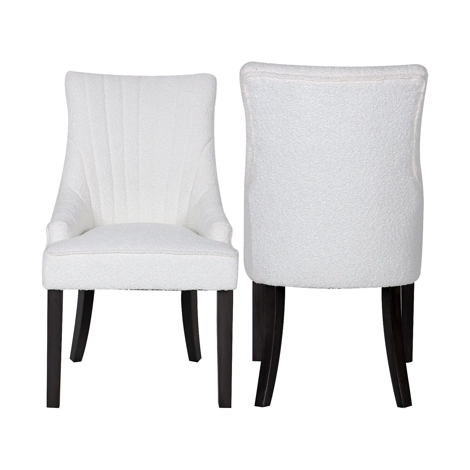 Set of 4 Iconic Ivory Boucle Fabric Upholstered Dining Chairs, also available in set of 6 - Main Image 