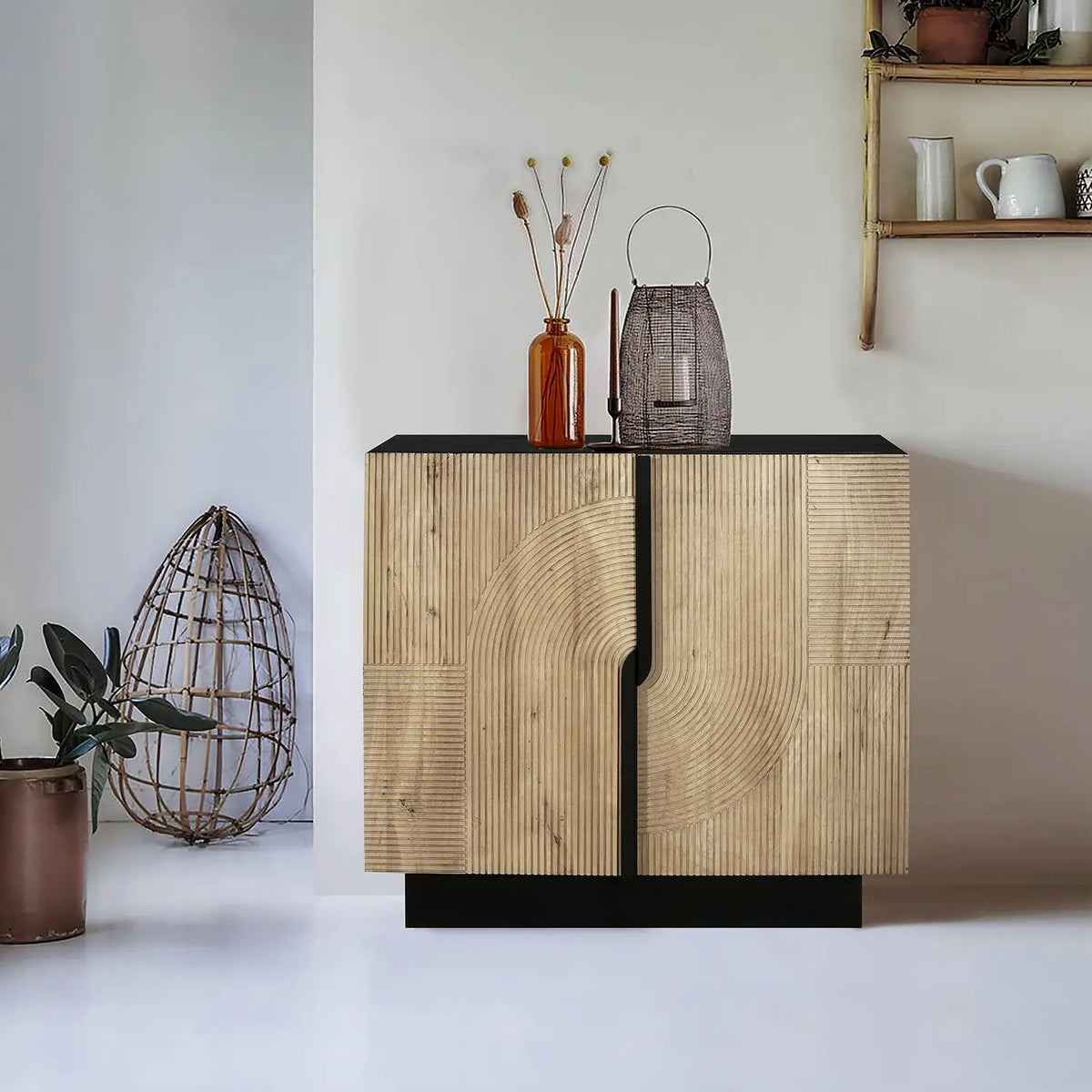 Iconic Designer Light Oak 2 Door Drinks Cabinet - Pendle Village Furniture
