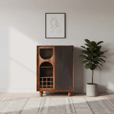 Iconic Designer Wooden 2 Door Glass Drinks Cabinet