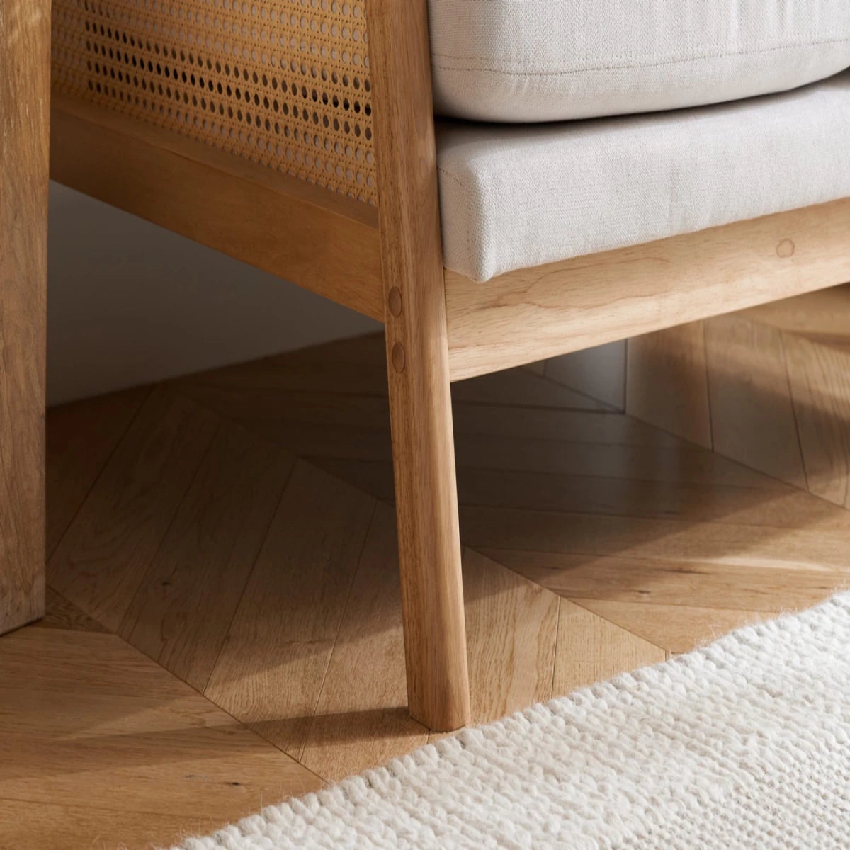 Strong wooden legs providing stable support.