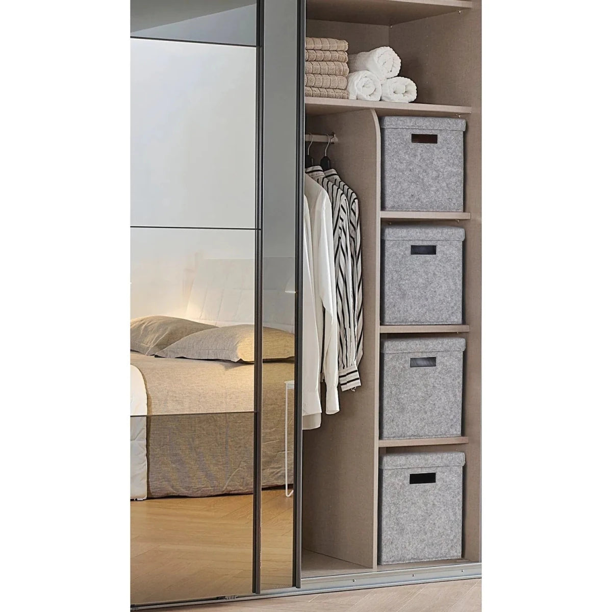 Interior Division With 4 Fabric Boxes - Extras Black- Styled in  a Living Room