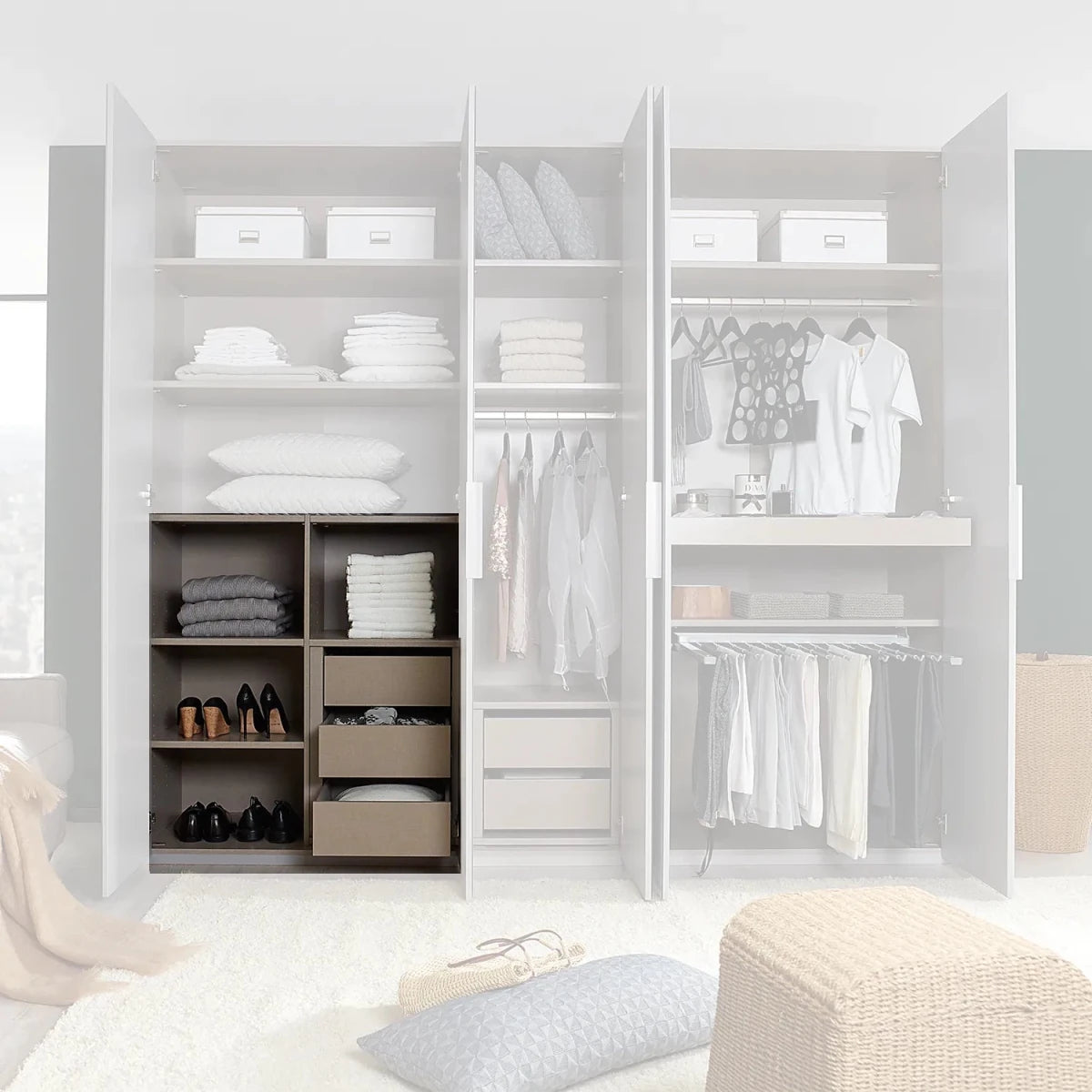 Interior Drawer With Shelves - Extras Black- Styled in a Living Room
