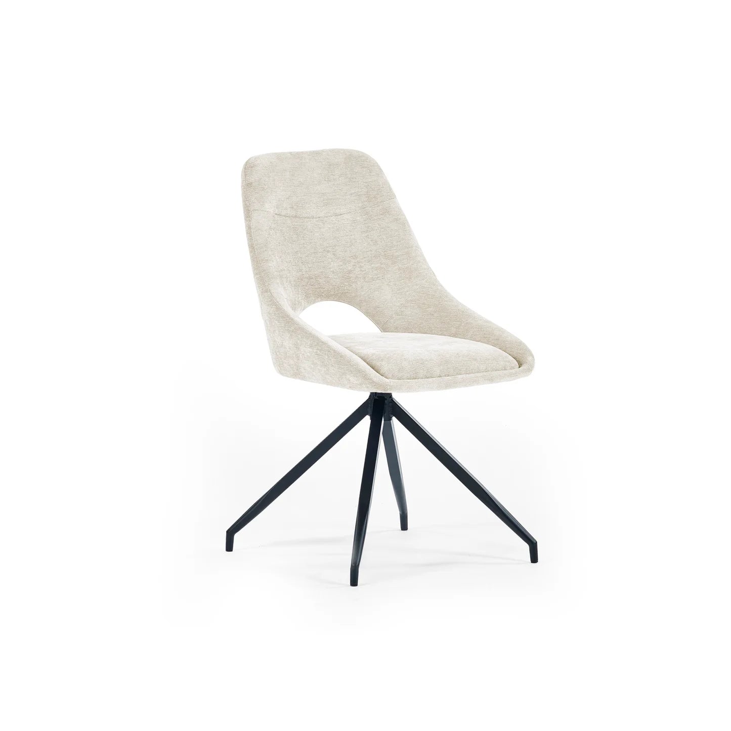 Lambeth Cream Chenille Fabric Swivel Dining Chairs
