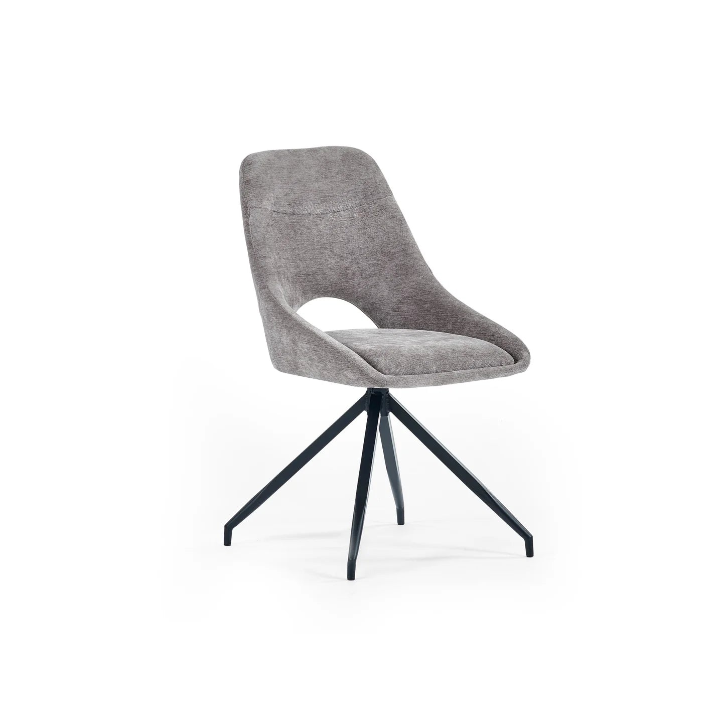 Grey Lambeth Chenille Fabric Swivel Dining Chairs