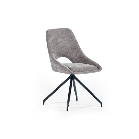 Grey Lambeth Chenille Fabric Swivel Dining Chairs