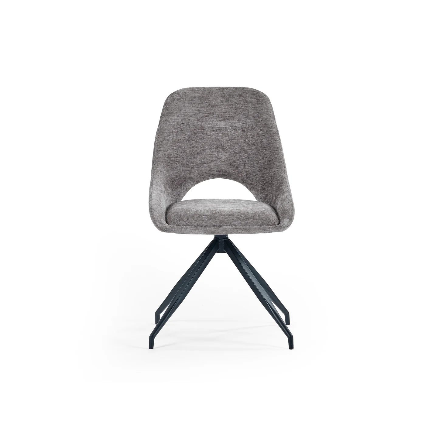 Lambeth Grey Chenille Fabric Swivel Dining Chairs