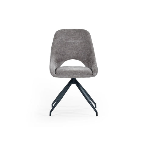 Lambeth Grey Chenille Fabric Swivel Dining Chairs