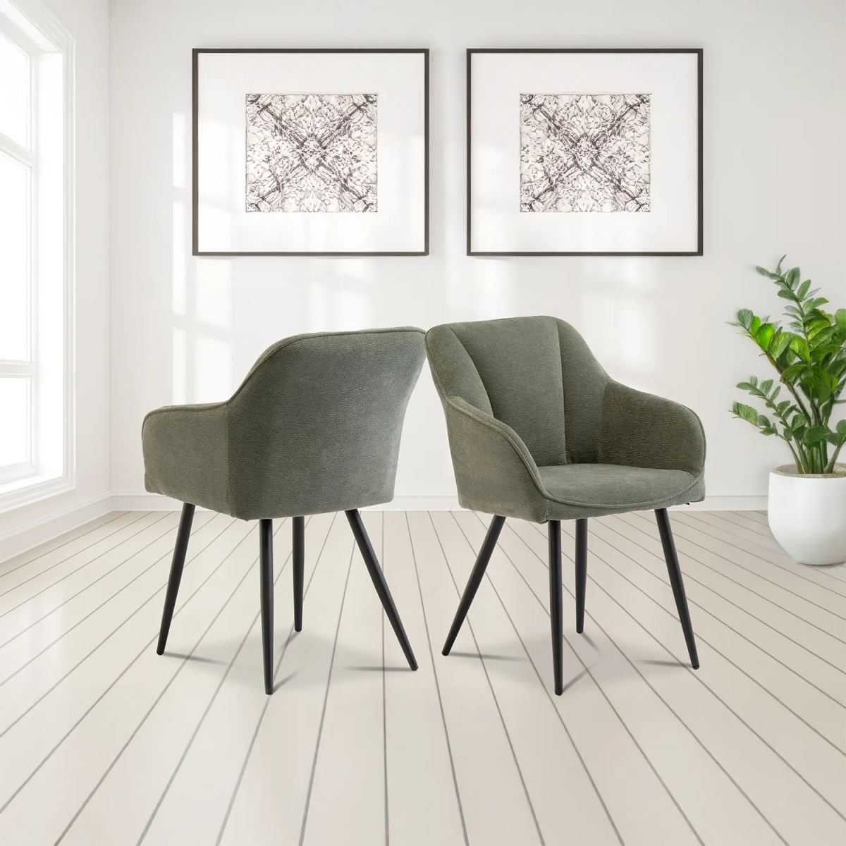 Jade Mint Green Fabric Dining Armchair – Set of 4 - Pendle Village Furniture