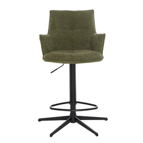 Jaxon Green Fabric Swivel Counter Stool with Arms – Set of 2