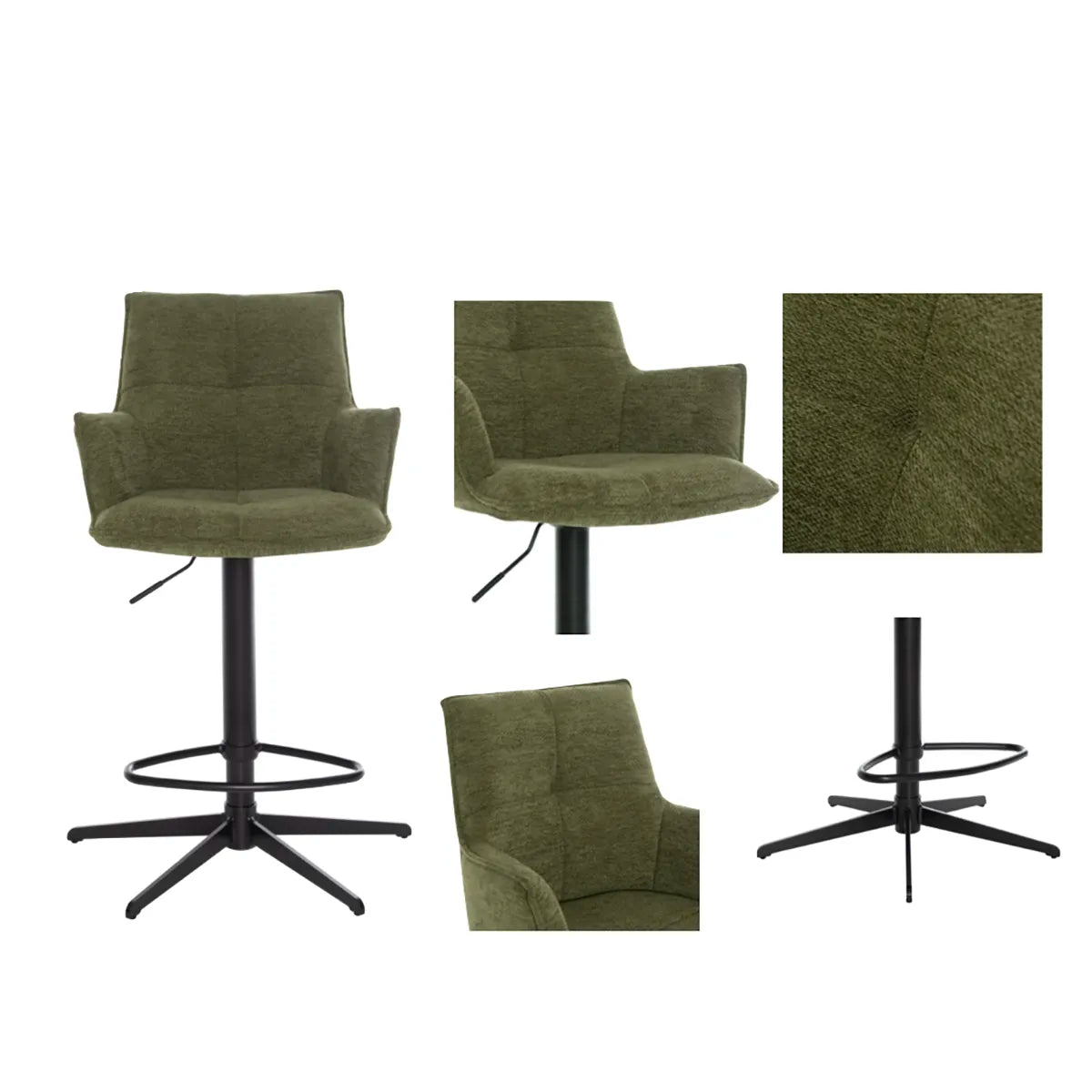 Jaxon Green Fabric Swivel Counter Stool with Arms – Set of 2