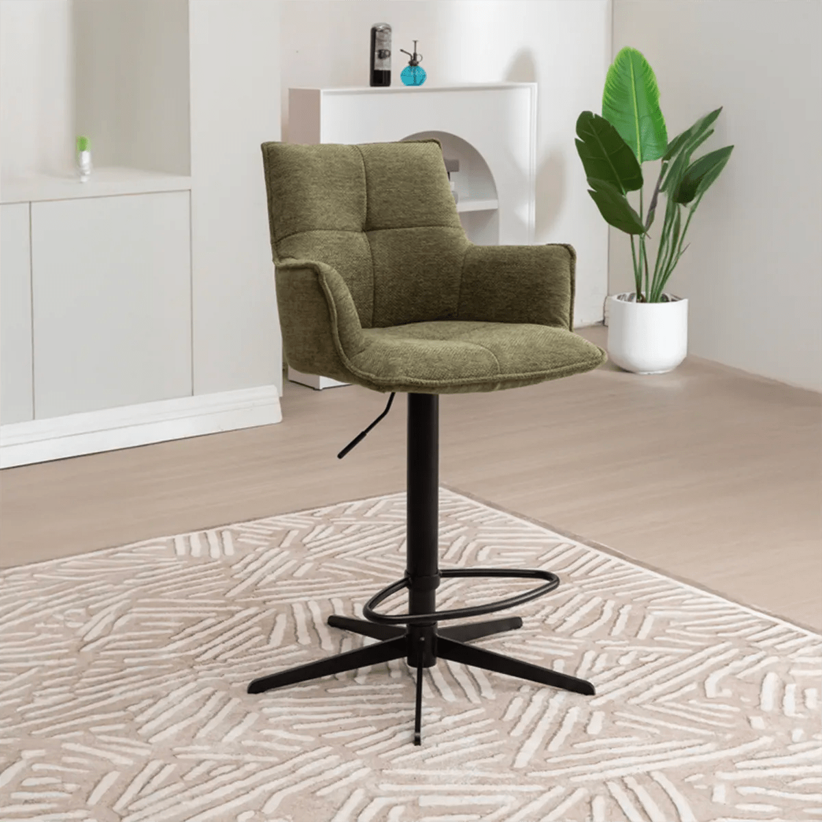 Jaxon Rust Fabric Swivel Counter Stool with Arms – Set of 2 - Pendle Village Furniture