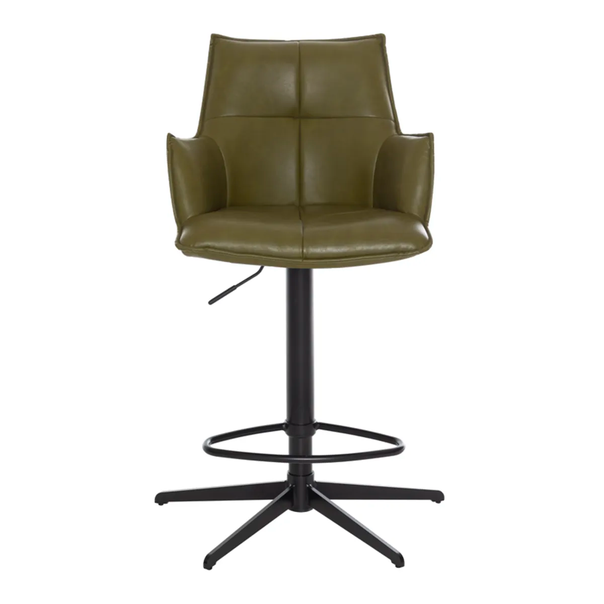 Jaxon Green PU Swivel Counter Stool with Arms – Set of 2