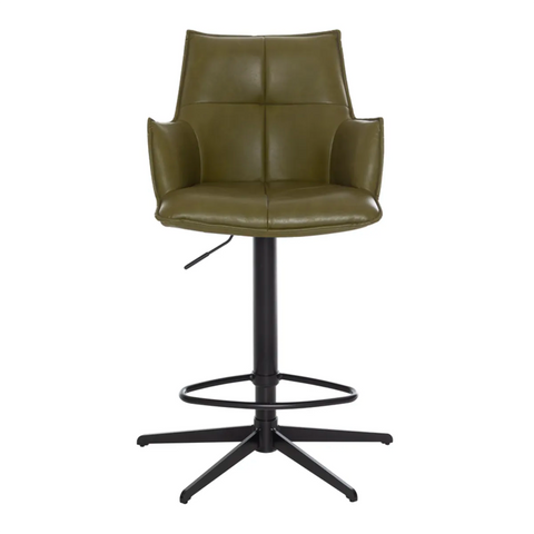 Jaxon Green PU Swivel Counter Stool with Arms – Set of 2
