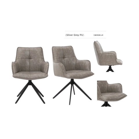 Jaxon Set of 4 PU Leather Swivel Dining Armchairs