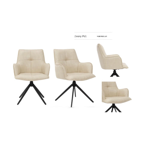 Jaxon Set of 4 PU Leather Swivel Dining Armchairs