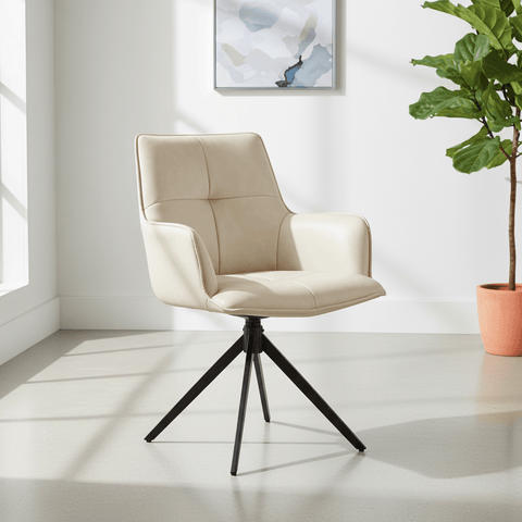 Jaxon Set of 4 PU Leather Swivel Dining Armchairs